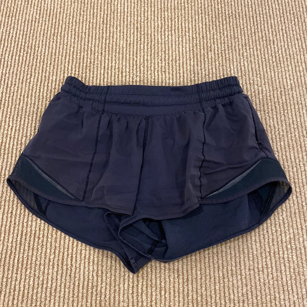 Navy lululemon hotty hot shorts